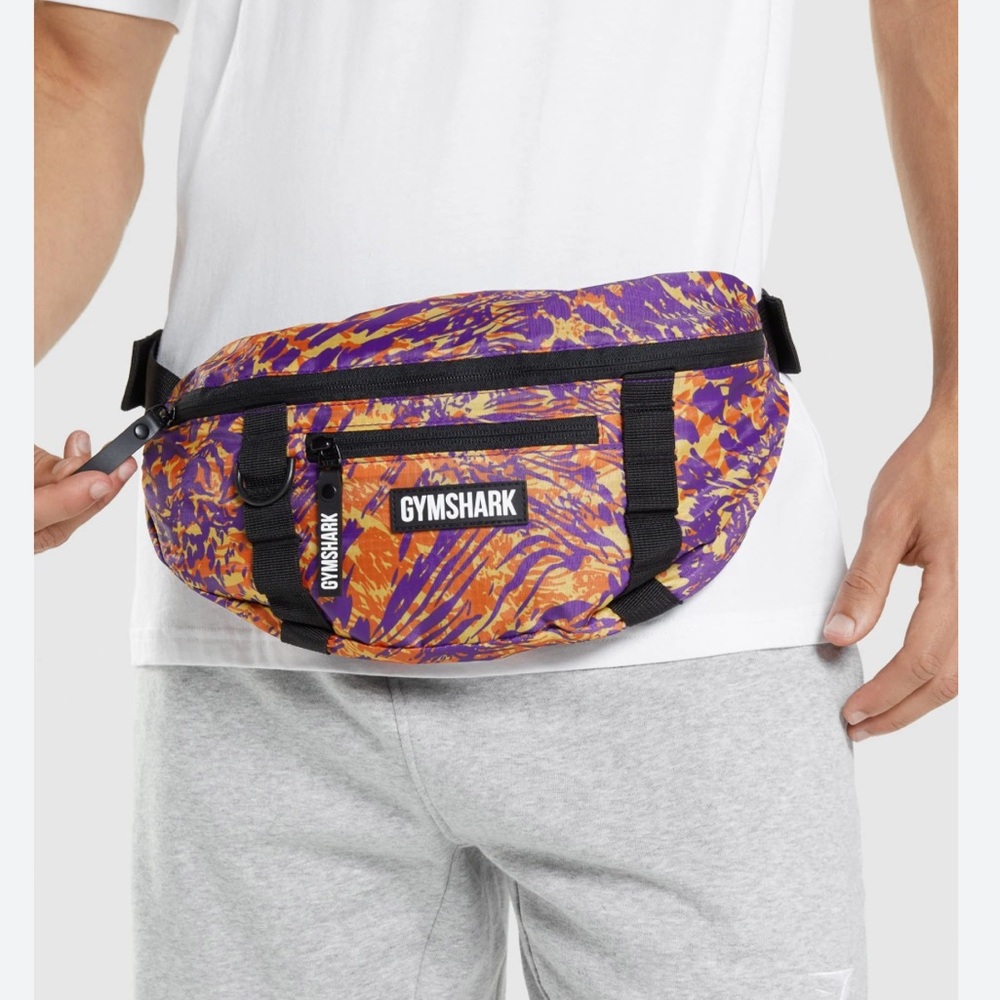💐2/$25💐 Gymshark Animal Print Sling Waist Bag Unisex Orange/Multi NWOT